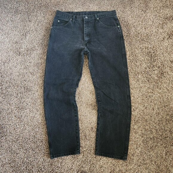 Vintage Wrangler Black Faded Denim Jeans Y2K Grunge Workwear Skate - Picture 1 of 8